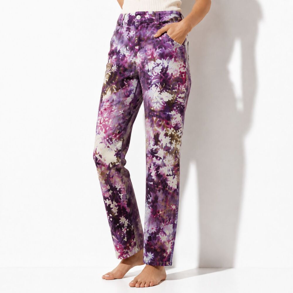 Sonoma Size 4 NWOT Purple Tie Dye Straight Leg Jeans Mid Rise
